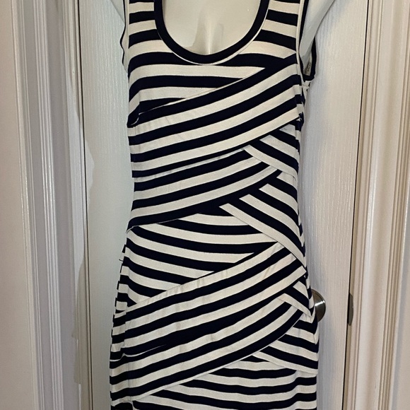 Artelier Nicole Miller USA made fitted dark navy blue/white dress - Picture 2 of 12